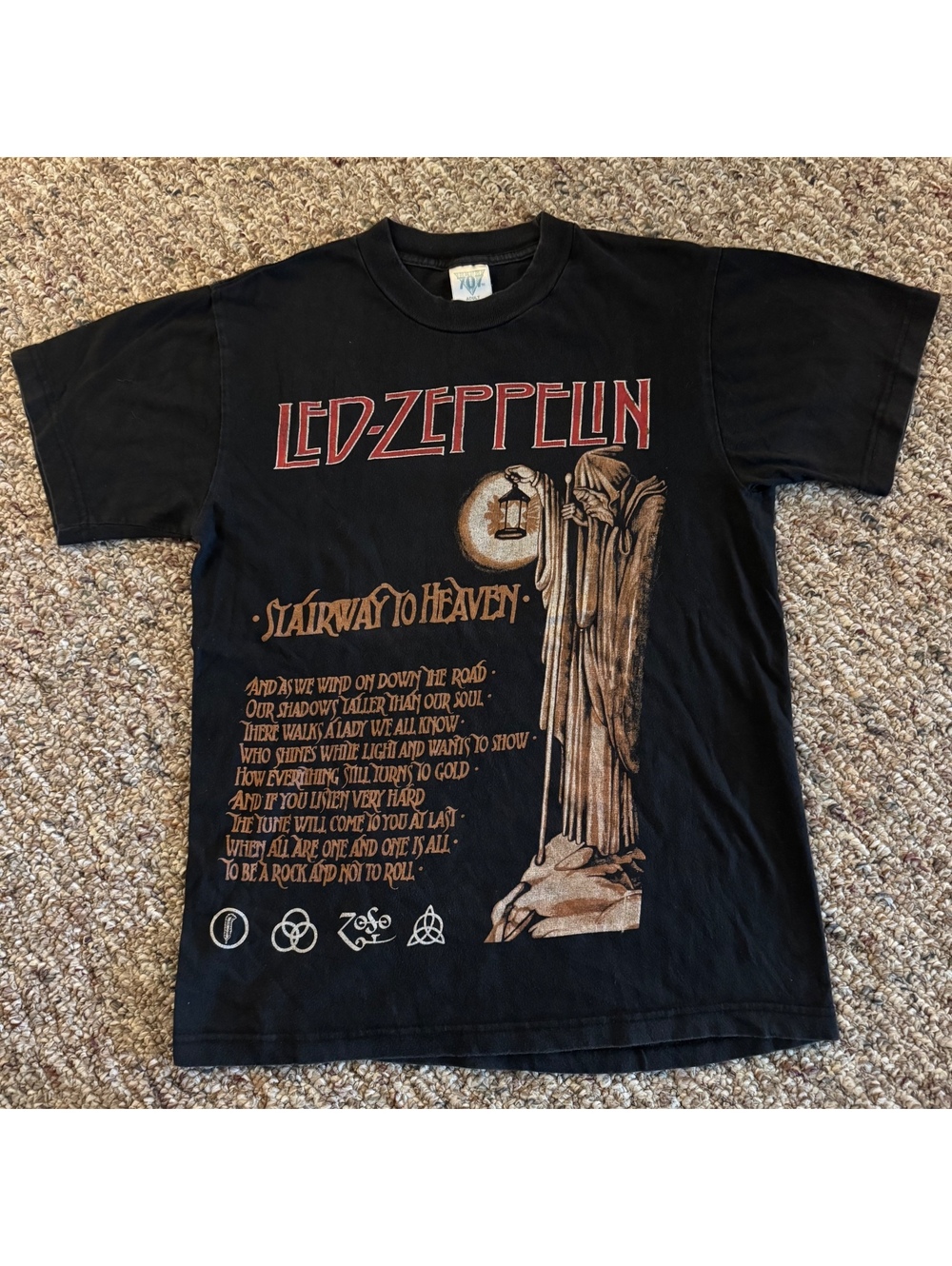 Men’s Led Zeppelin Stairway to Heaven Graphic T-Shirt Short Sleeve Black Size S